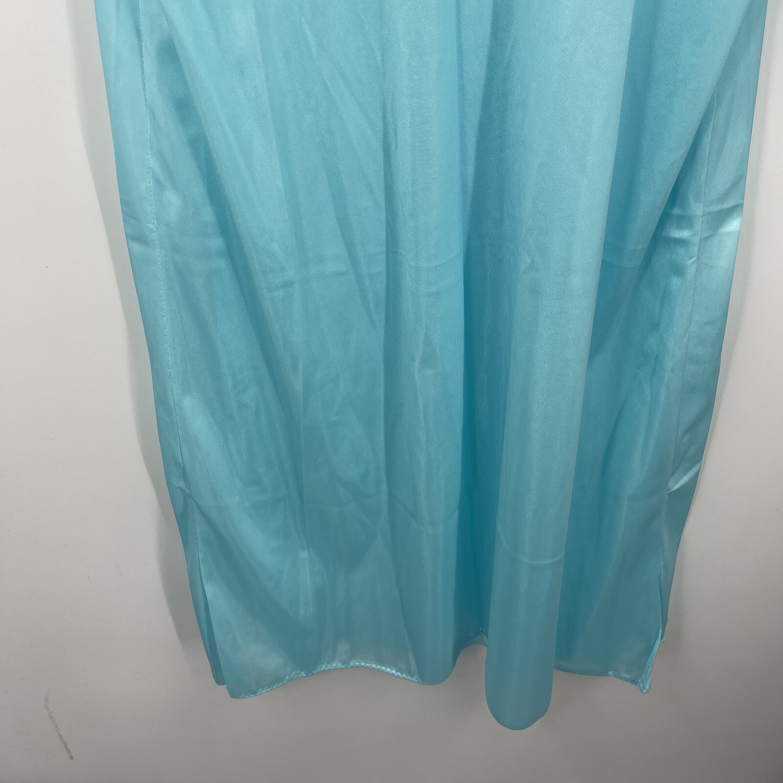 Vintage Nightgown Womens Large Glencraft Embroidered Bodice 80s VTG Blue Sissy