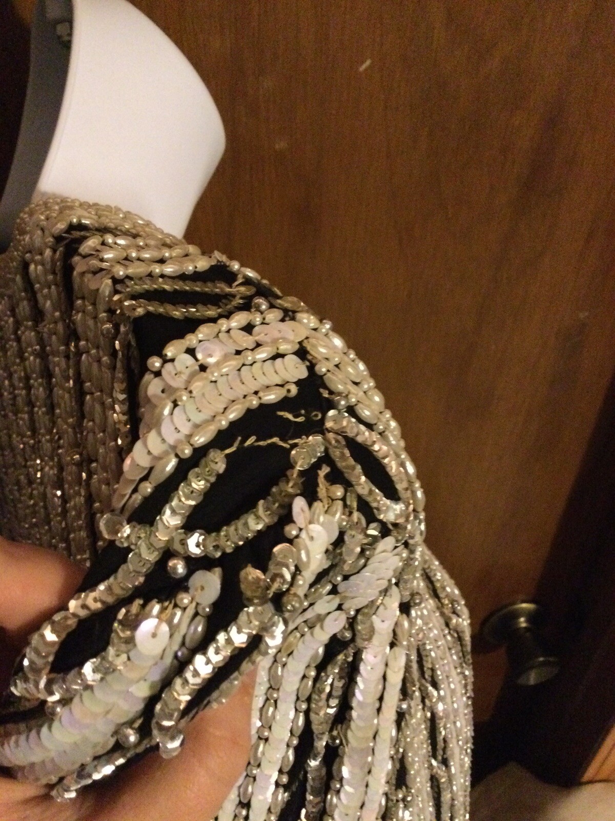 Carina Sequin 100% Silk Beaded Jacket Dressy Evening Formal Cocktail Size Small