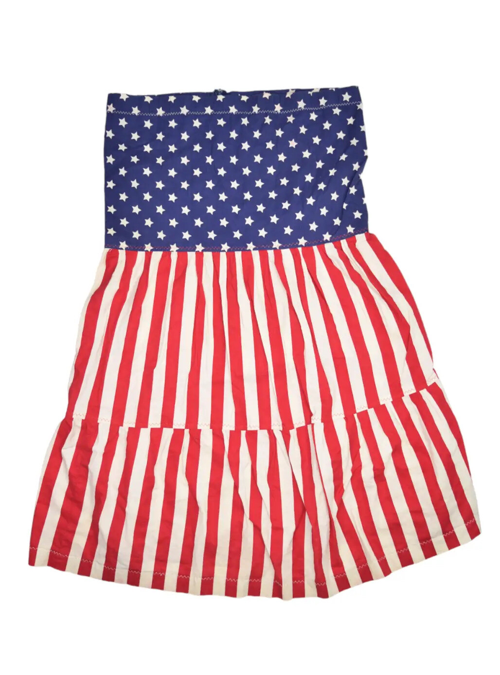 Vintage USA Flag Dress Womens 20 American Patriotic Midi Independence Handmade