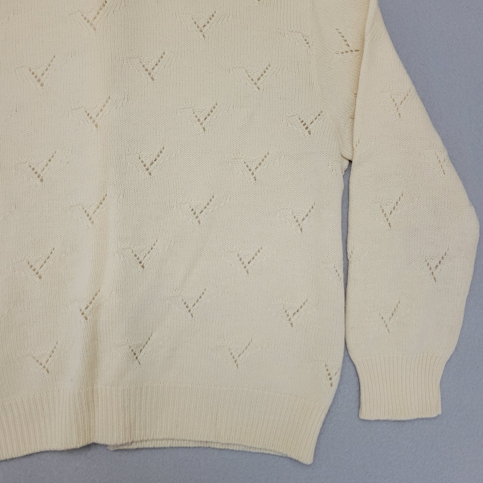 Vintage 60s Alice Kaye Ivory Button-Up Cardigan 100% Wool Women’s Size Large