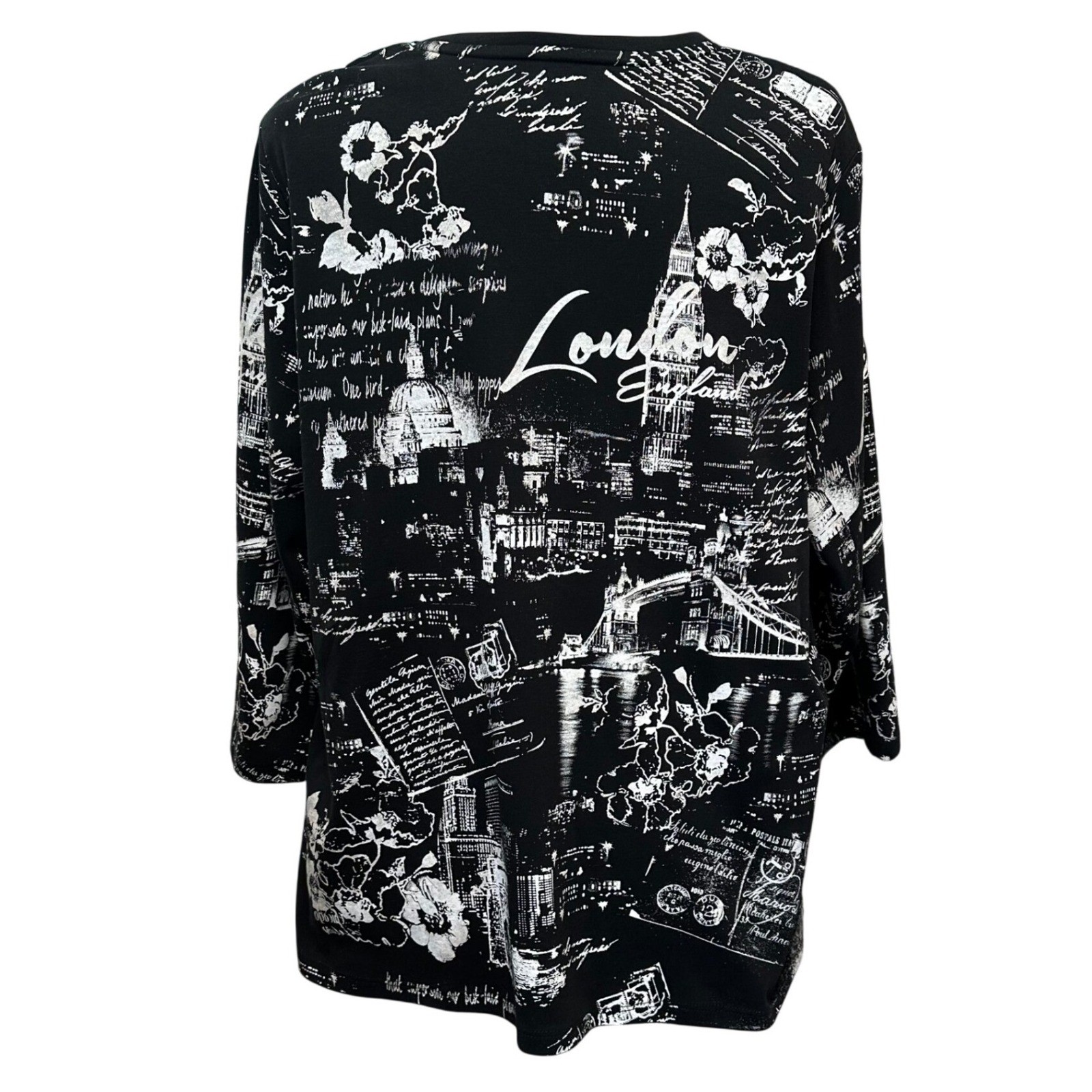 Vintage Y2K Style Grunge Black Womens Sz XL Floral Graphic Rhinestones AOP Biker