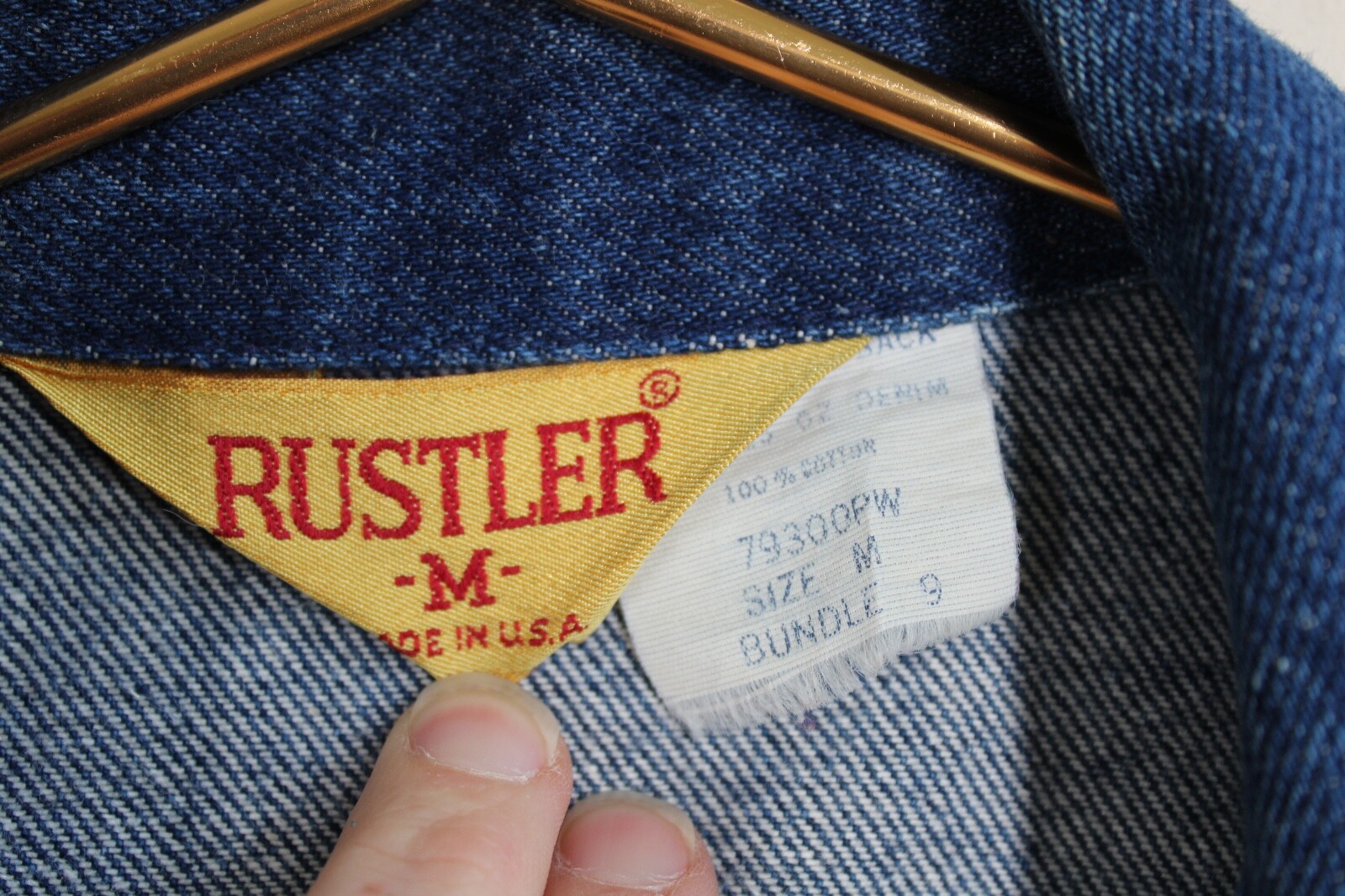 Vtg Rustler M Blue 13 oz Denim Jean Button-Front Jacket Unisex SJ2