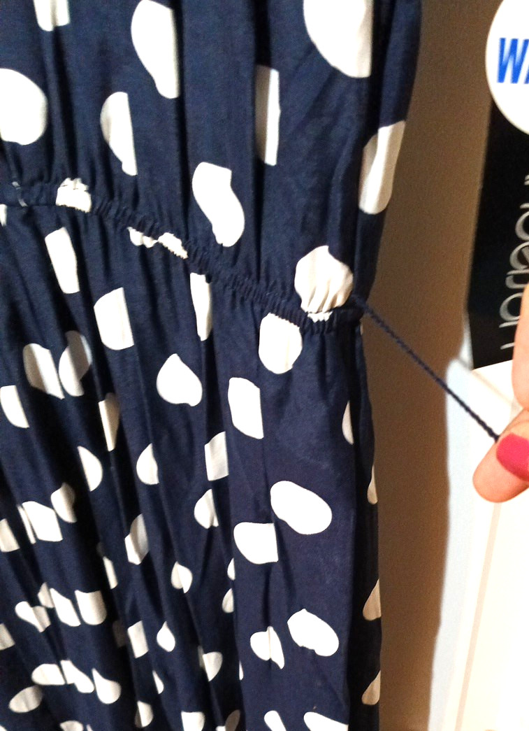 New 14 fit 10 vintage 80s NAVY BLUE white polka dot Midi SHIRT DRESS pockets NWT