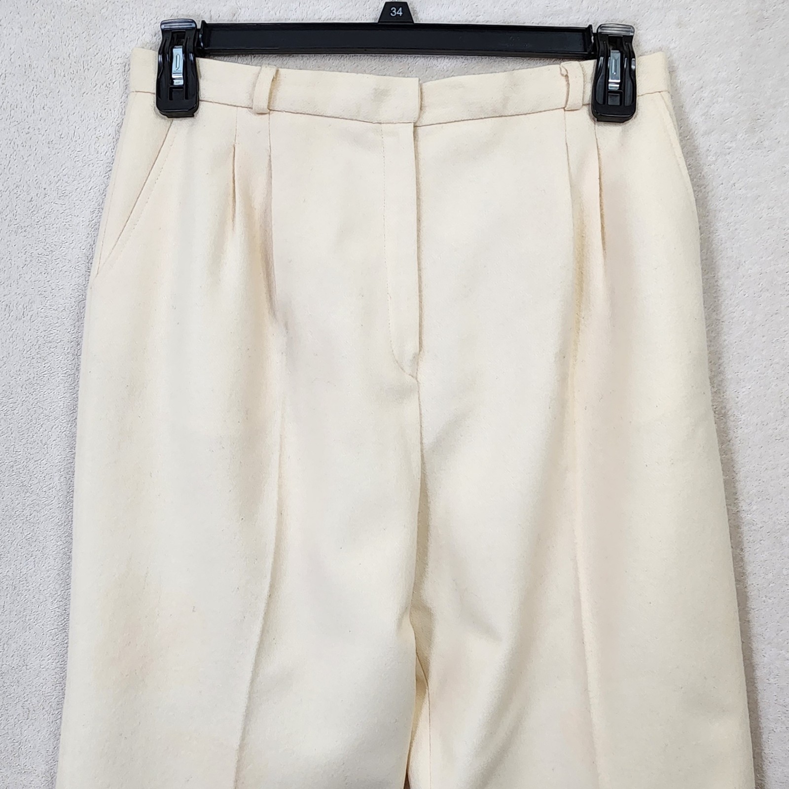 Classic Preppy Richard Evans 100% Pure Wool White Pleated Pants 16 Coastal Vtg
