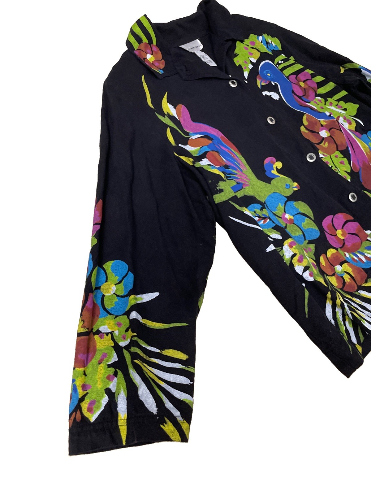 VTG Goode Impressions 2X 100% Silk Hand Painted Peacock Art To Wear Jacket Shirt