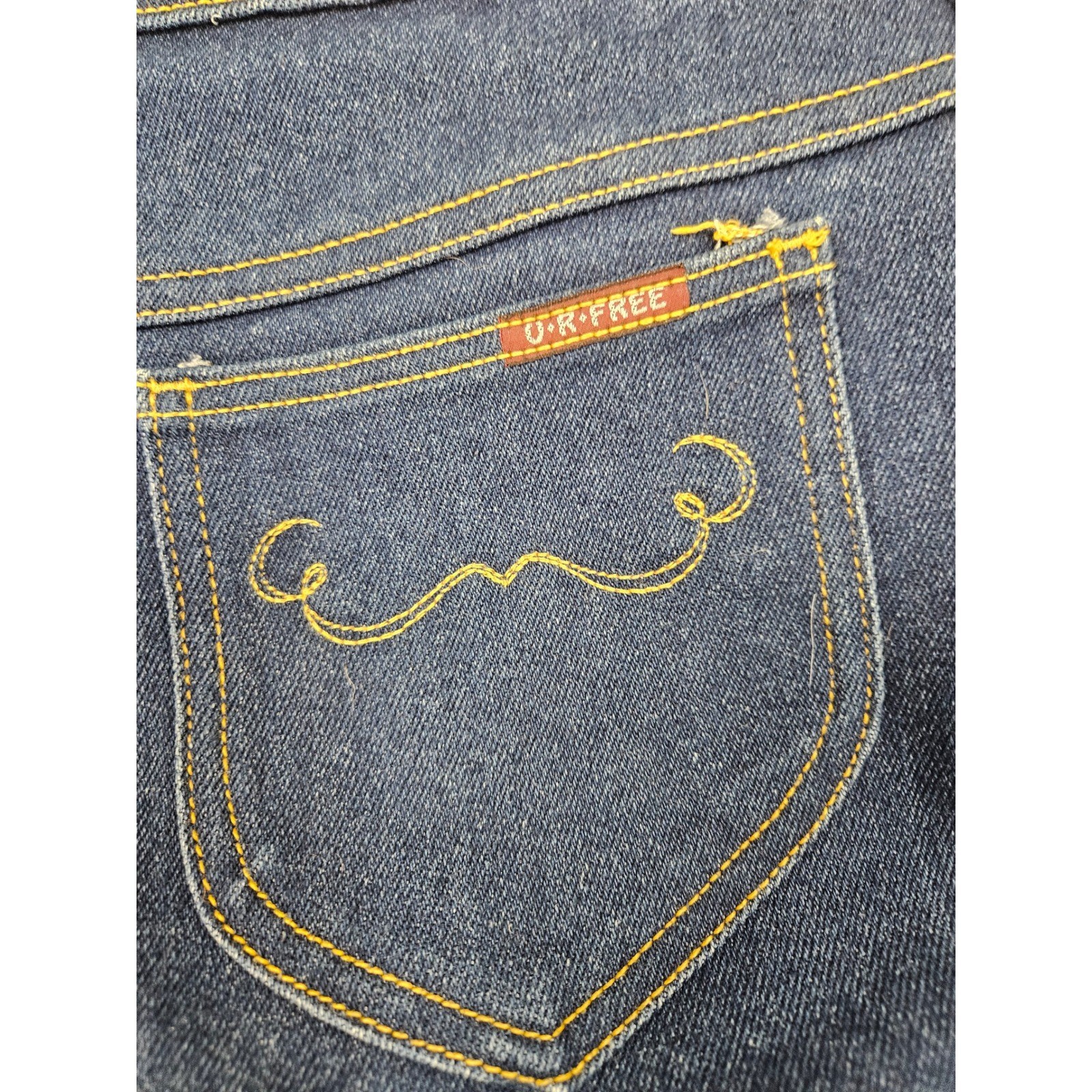 Vintage 70s U-R-Free High Waisted Wide Leg Dark Wash Made in USA Women size 14