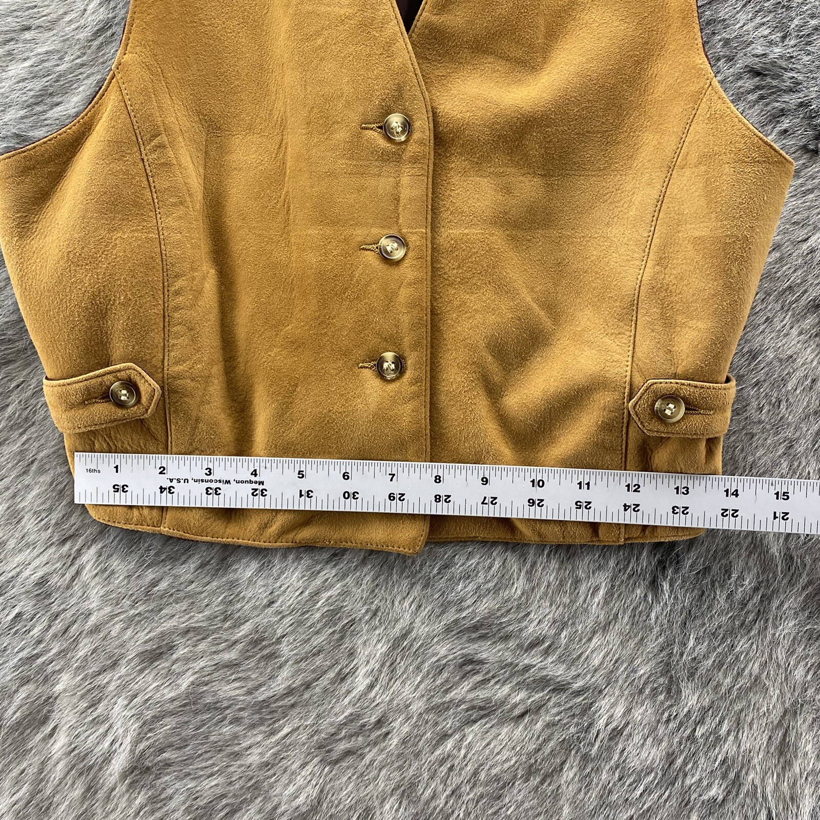Timberland Tan Lambskin Leather Vest Weather Gear Paisley VTG Western Womens S