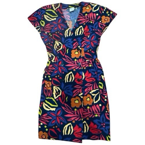 Vintage United Colors Of Benetton Bright Colors Dress EUC Shoulder Pads XS/S 38