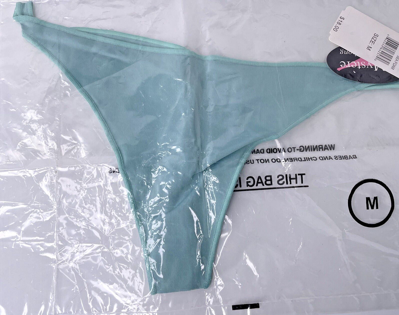 New 90s Le Mystere 8355 Sheer Womens Low Rider Thong Seafoam Green Panty Medium