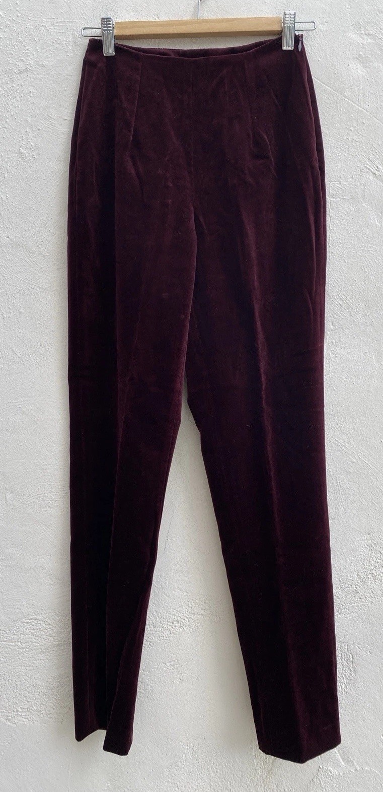 Vintage Laura Ashley Sz 4 Velvet Pantsuit Cotton Blend UK Burgandy