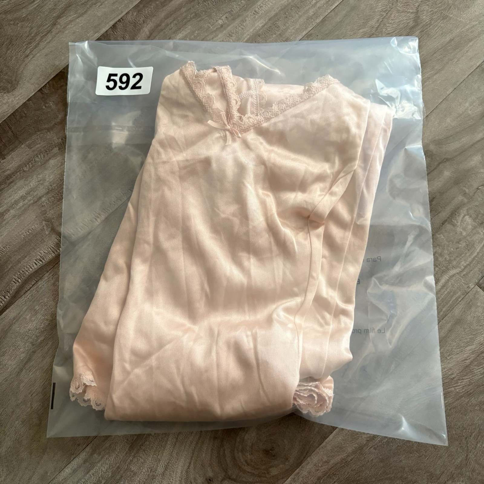 Vintage Warners Perfect Measure Full Slip 36 Tan / Dusty Pink Lace Trim 43″ Long