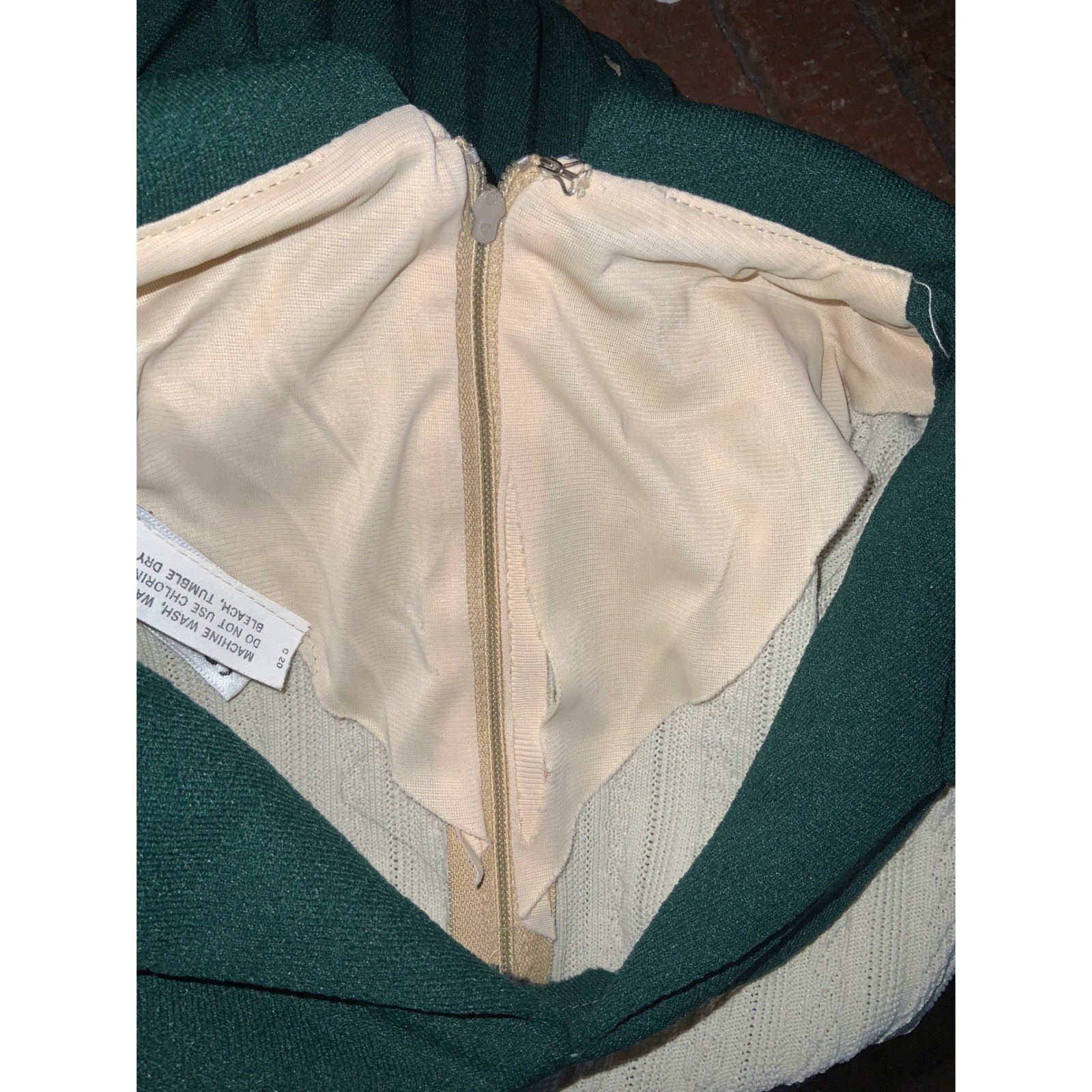 Vintage Sears Great Looking Dress Green Cream Cable Knit Pleated Mod Belted 70s