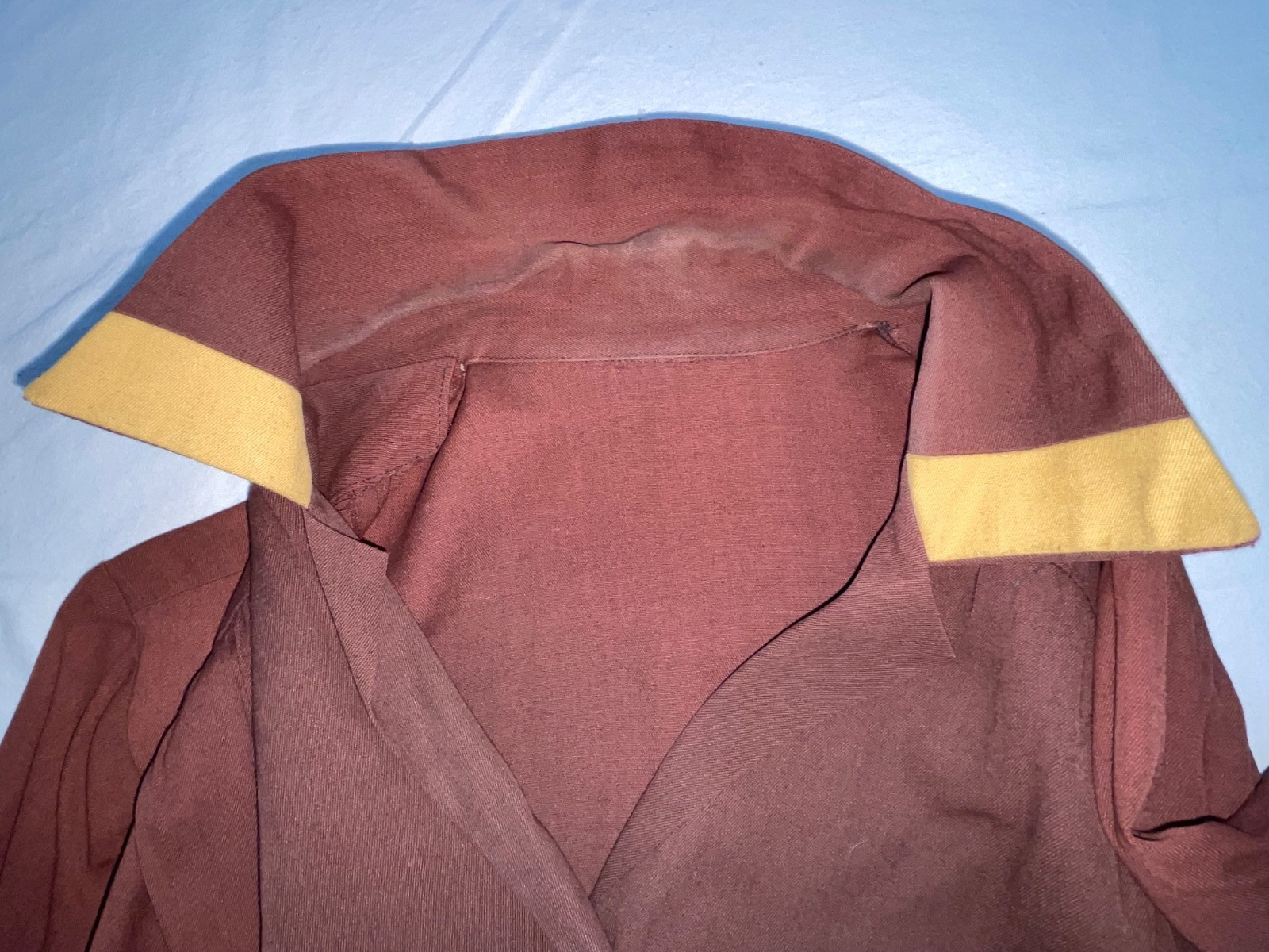 VTG 40S 50S WOMENS S GABARDINE RAYON BROWN BUTTON ROCKABILLY SHIRT TOP