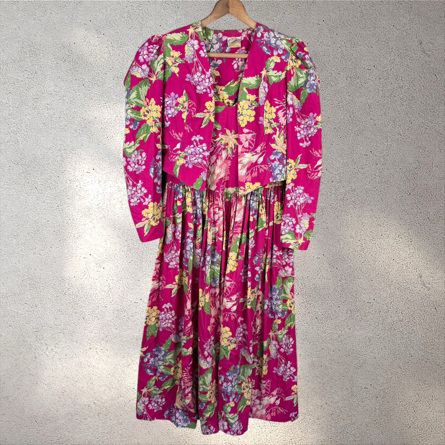 LAURA ASHLEY Vtg Cottagecore Dress & Jacket Bolero Set Romantic Florals sz 14