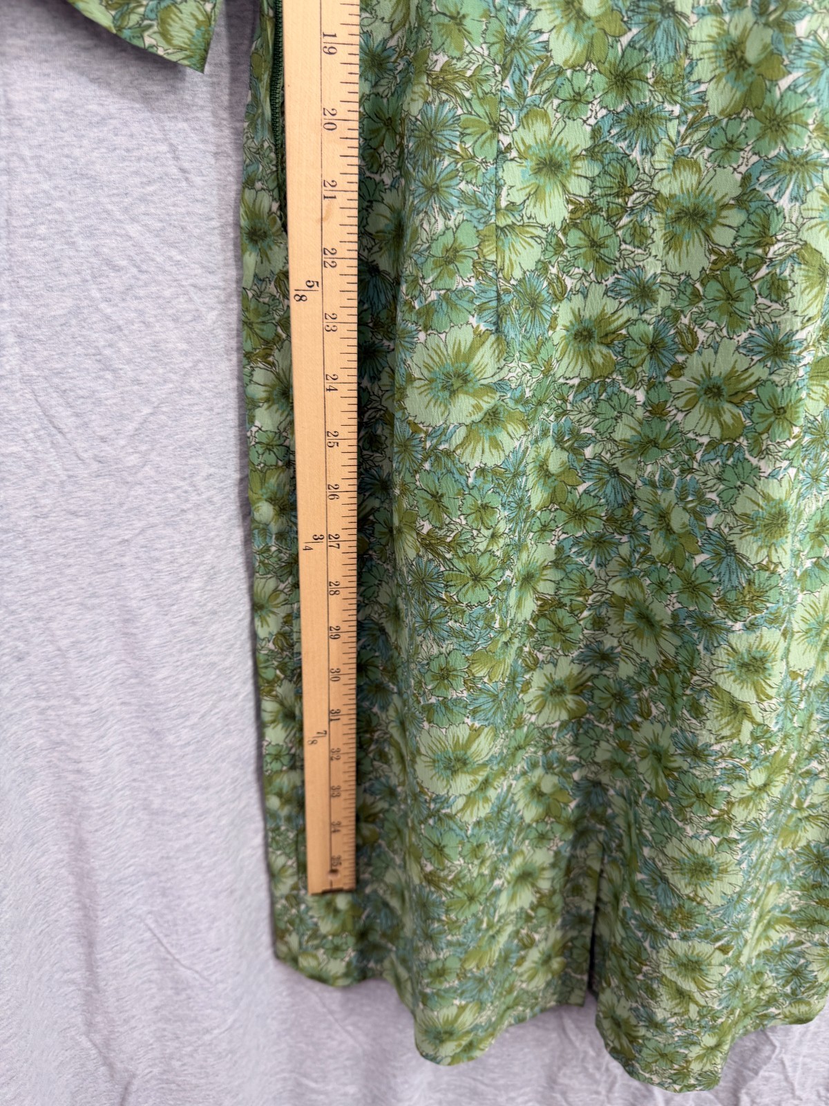 True Vintage 50s Floral Belted Blouson Dress Housewife Chic Green Brown