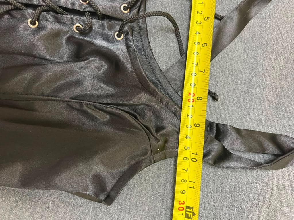 Vintage Frederick’s of Hollywood Black Satin Lace-Up Corset Tank Top Size Small