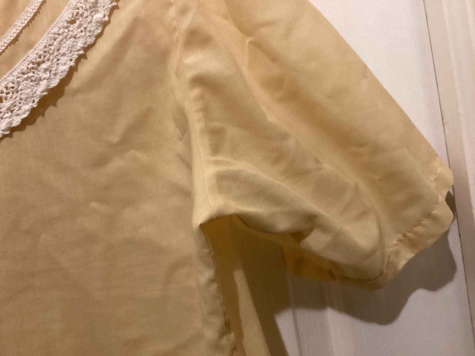 Vtg 80s Handkerchief Collar Blouse Size M Cheryl Tiegs Cream Cottage Core