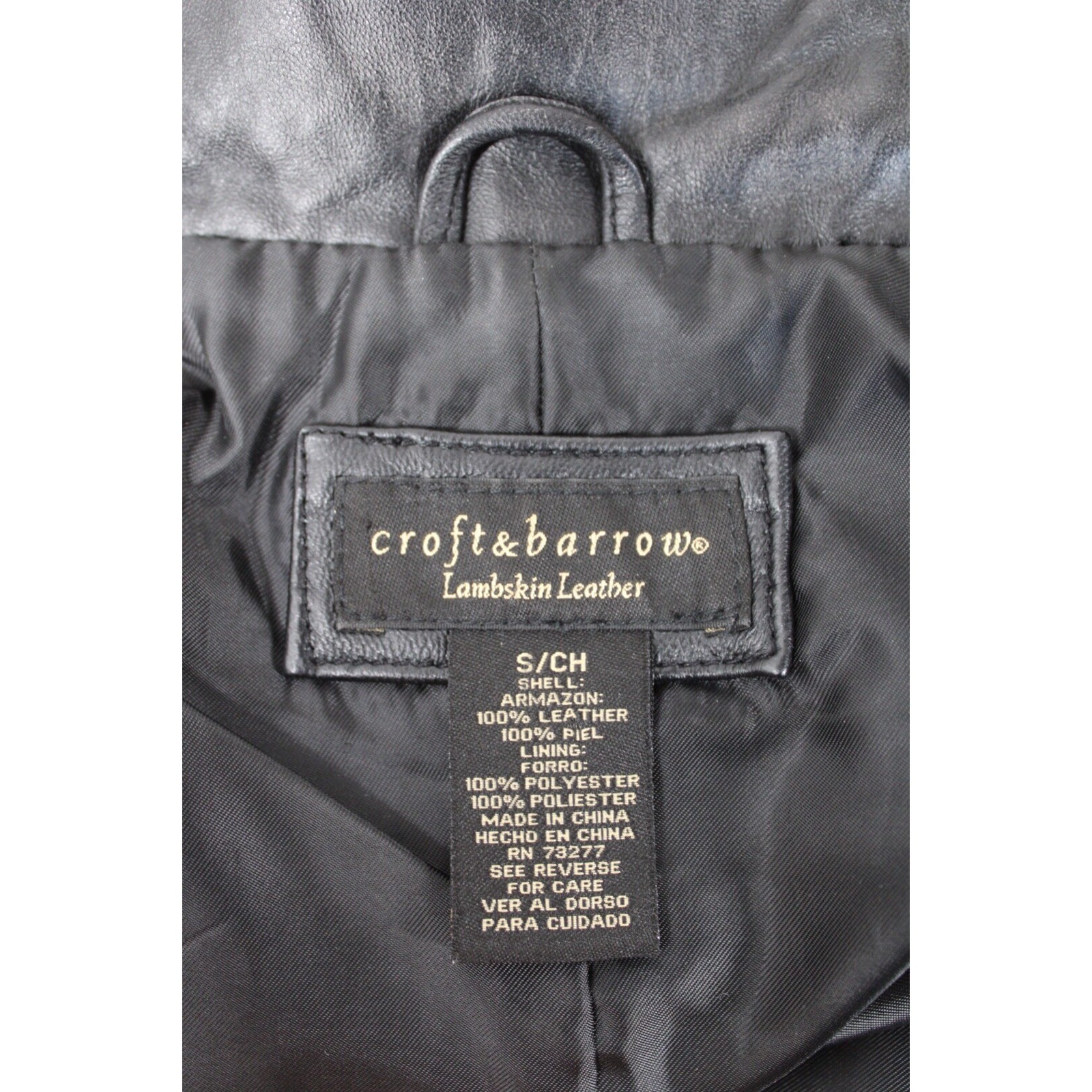 Vtg 90s Croft & Barrow S Black Lambskin Leather Zip-Front Vest