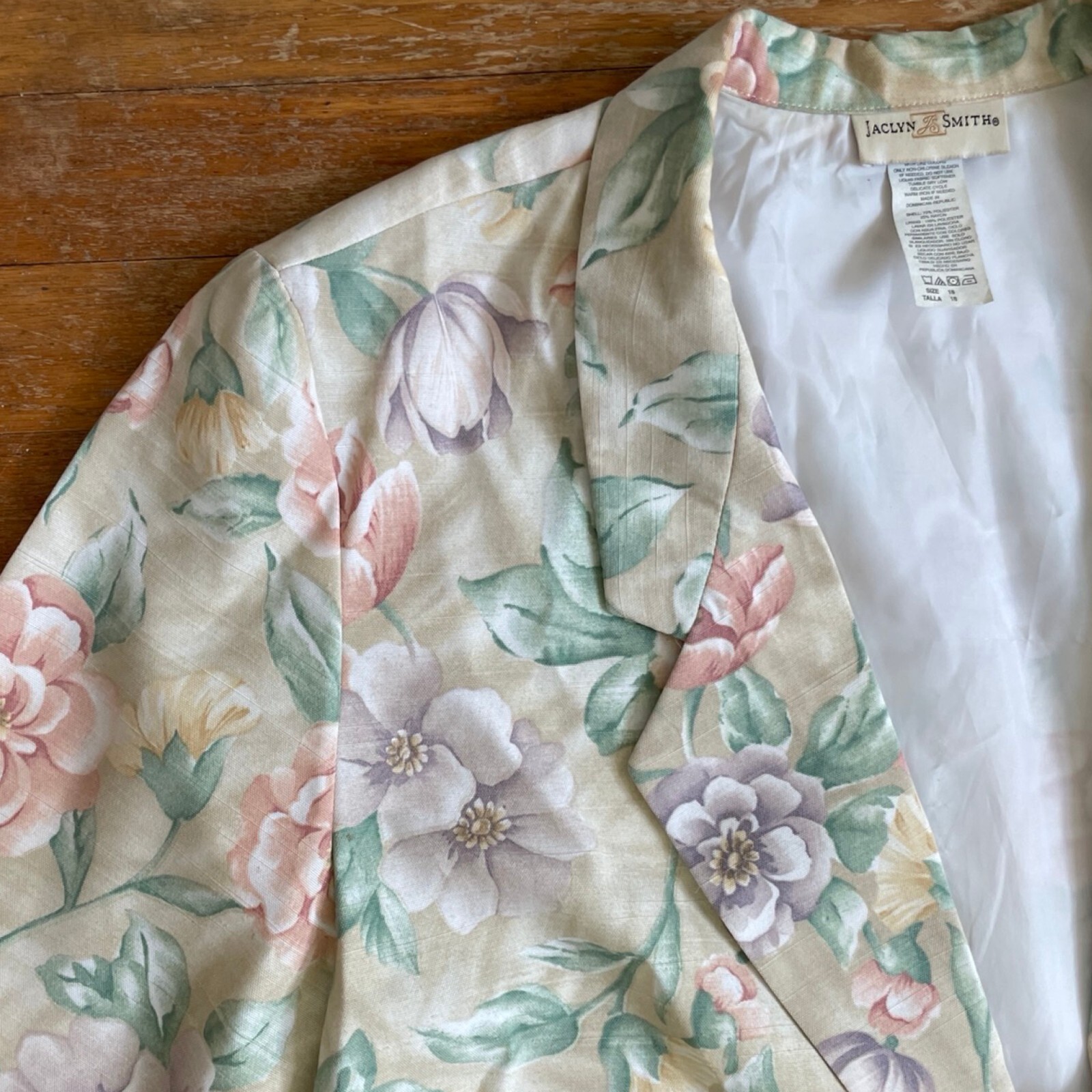 Vintage Floral Print Blazer Size XL/1X 1990s Lightweight Sport Coat Jacket