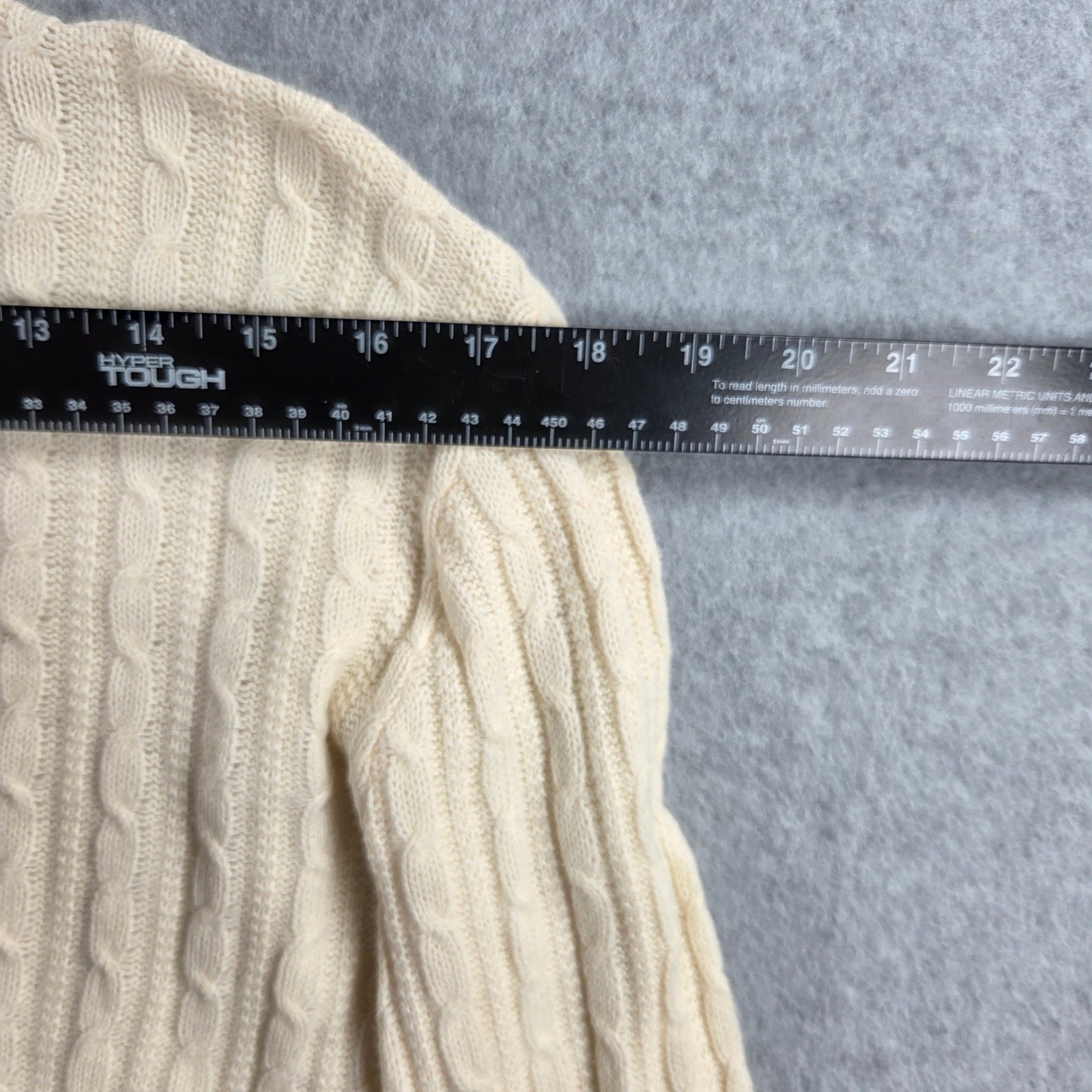 Alane Cable Knit Sweater Womens Medium Cream Vintage Vicara Nylon Mock Neck