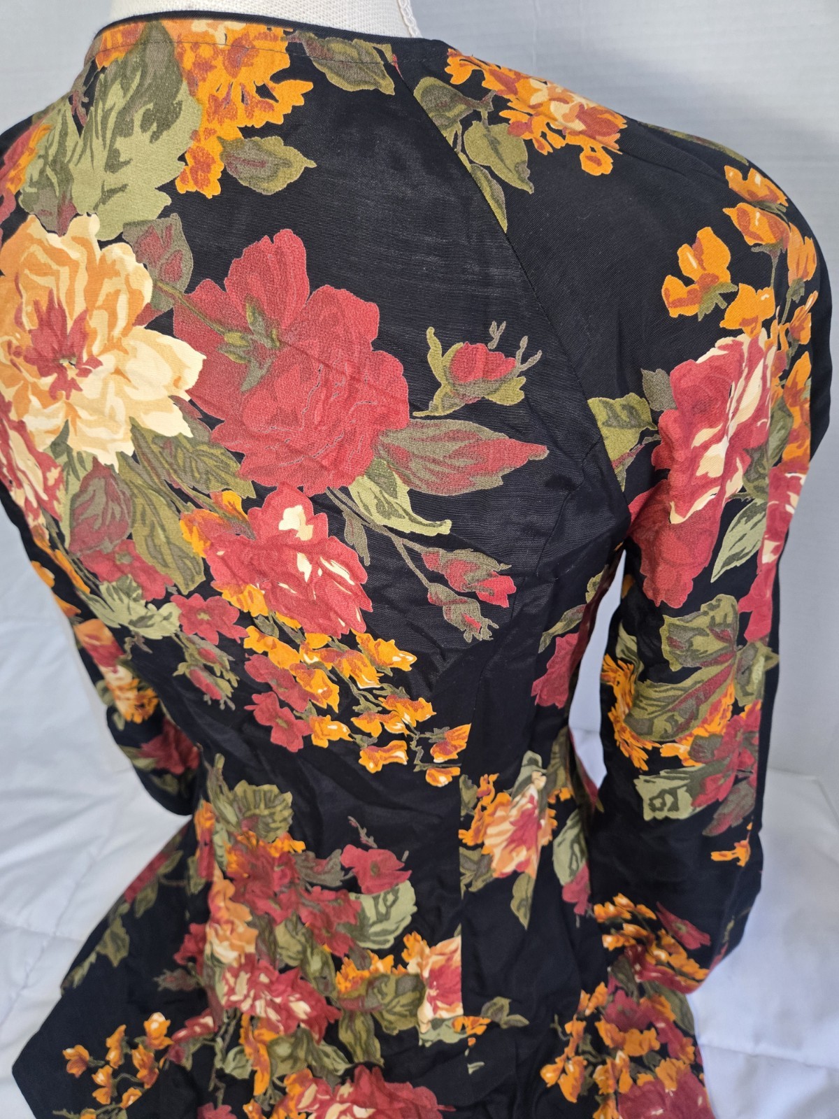 Vtg 80’s Boho Sz 4 Designer BARBARA BARBARA Floral Indie Buttons Dress Retro