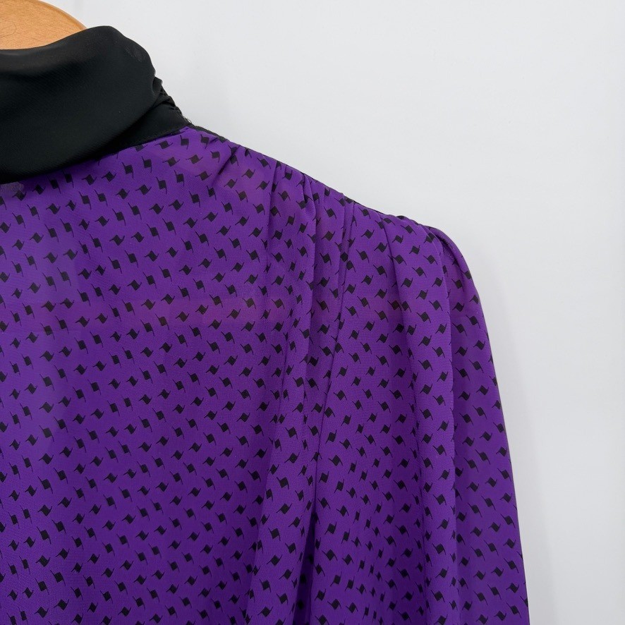 Alexis Fashions VTG Midi Dress Purple Polka Dot Retro Mod Secretary Size MD**