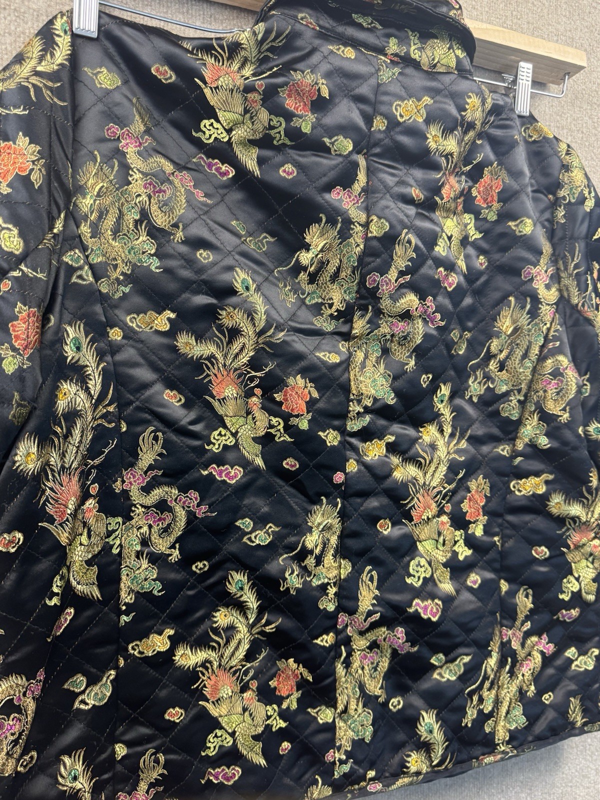 Vintage 90s Uniform John Paul Richard Quilted Dragon Phoenix Jacket Brocade 2X