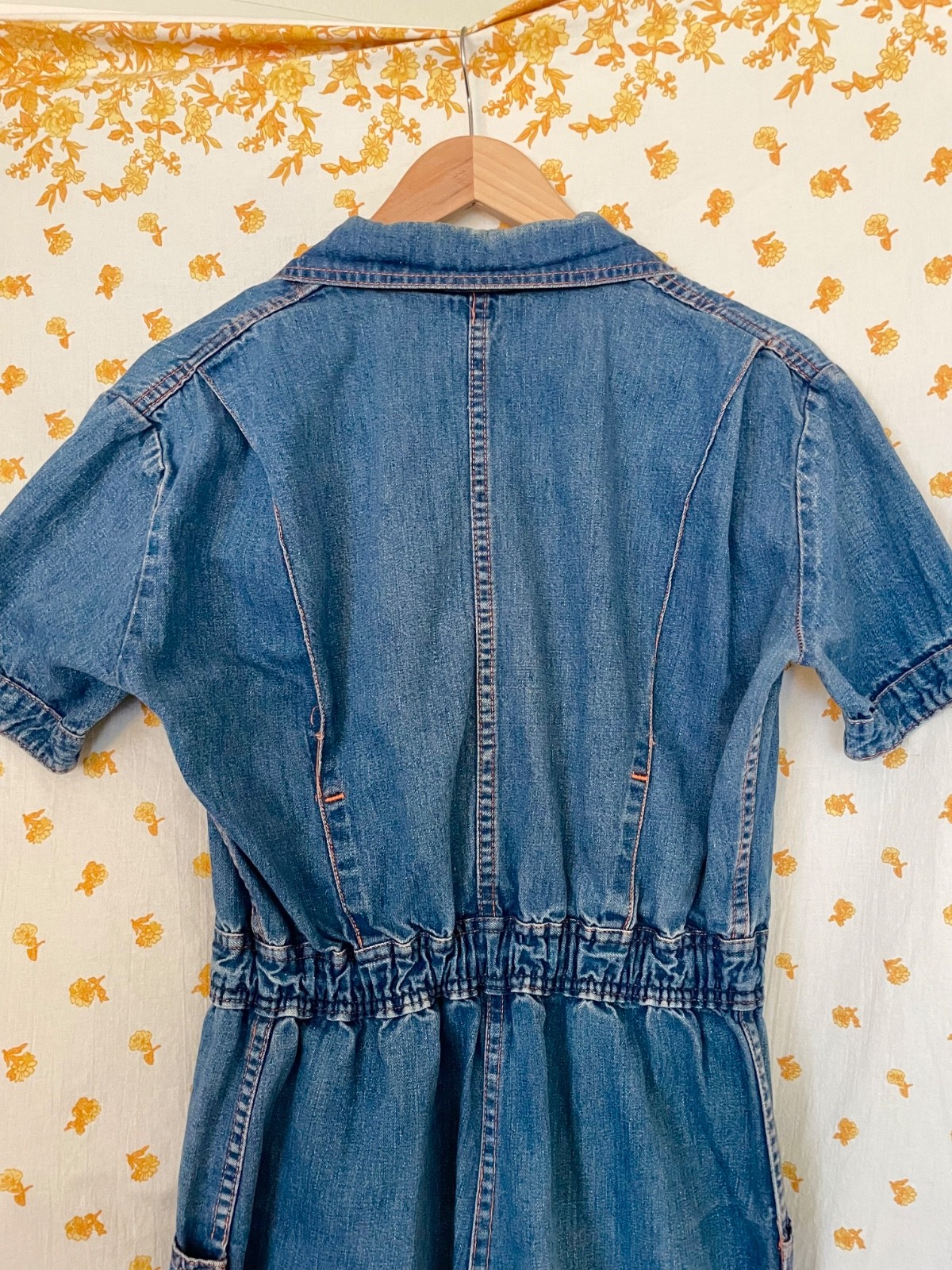 Vintage 70s Denim Jumpsuit March 1 Zip Front Utility Workwear USA Cotton 11 12