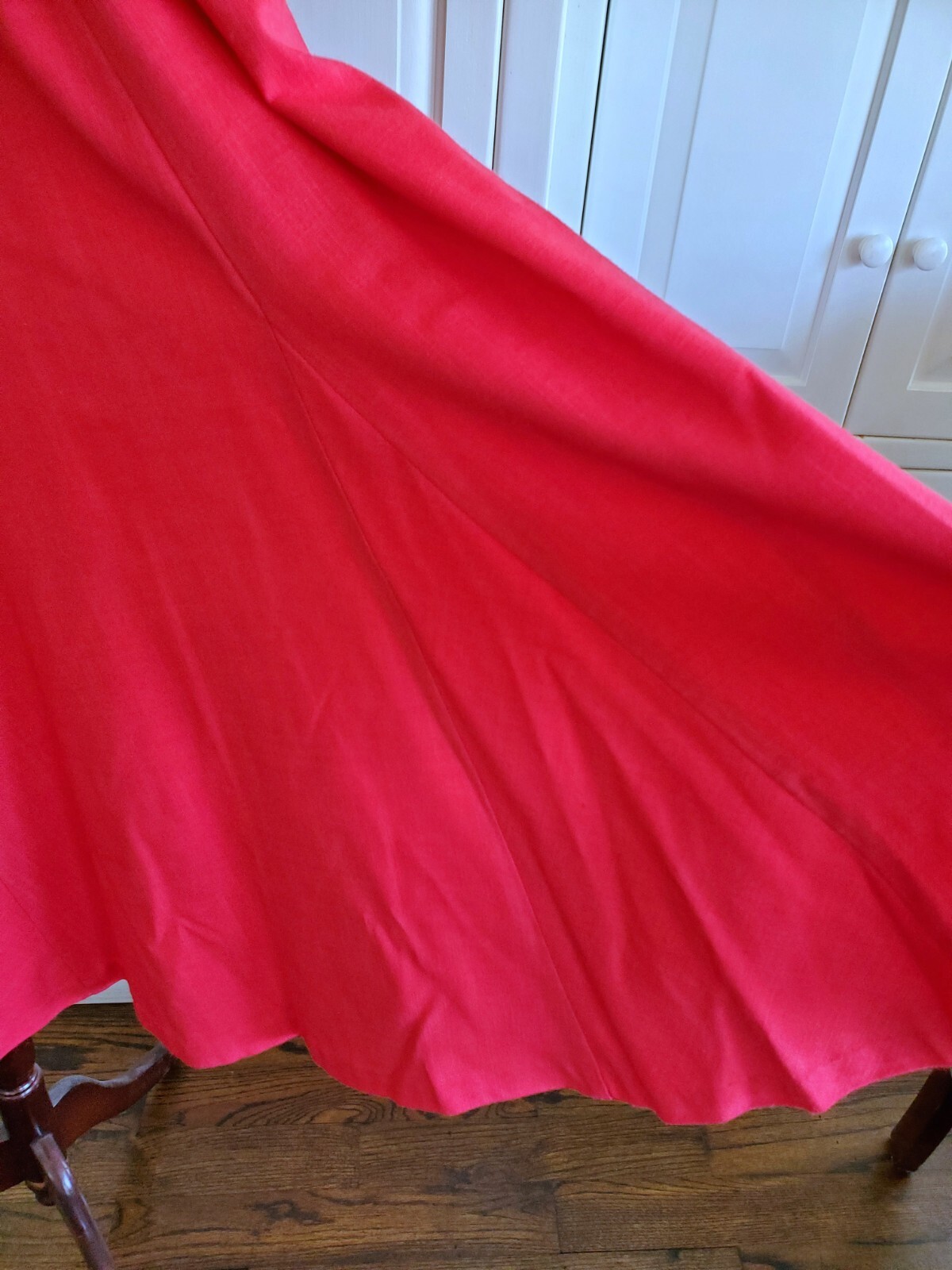 Vintage Jess & Liz Coral Red Trumpet Gored Linen-look Midi Skirt 4? 6?