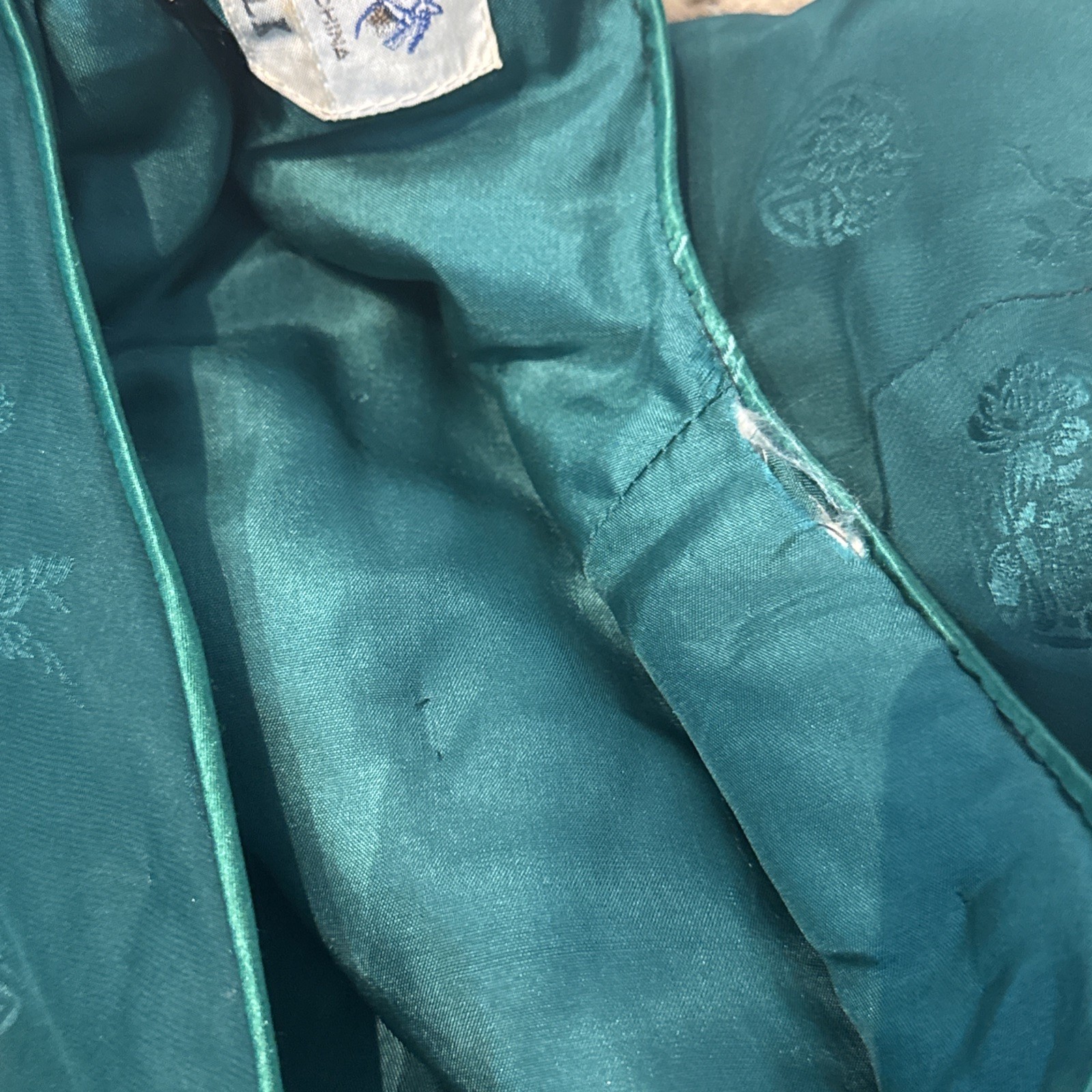 Vintage Double Horse Emerald Green Pure Silk Lined Asian Inspired Vest-Women XL
