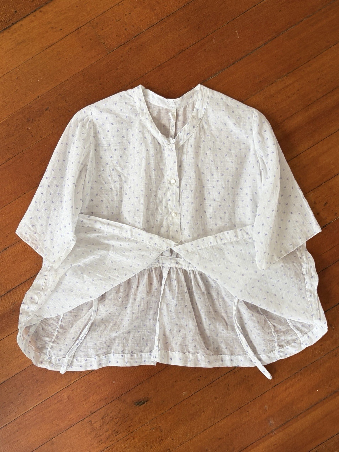 Antique Edwardian Sheer Lavender Sprig Print Cotton 2 Pc. Dress/Skirt Set 1920s