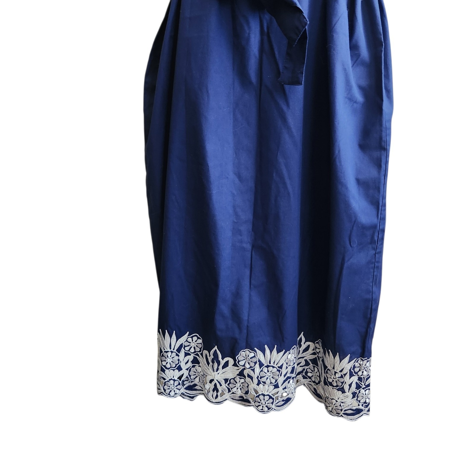 VTG 60s Caro Of Honolulu Hawaiian Aloha Dress Embroidered Blue MCM Boho Hippie