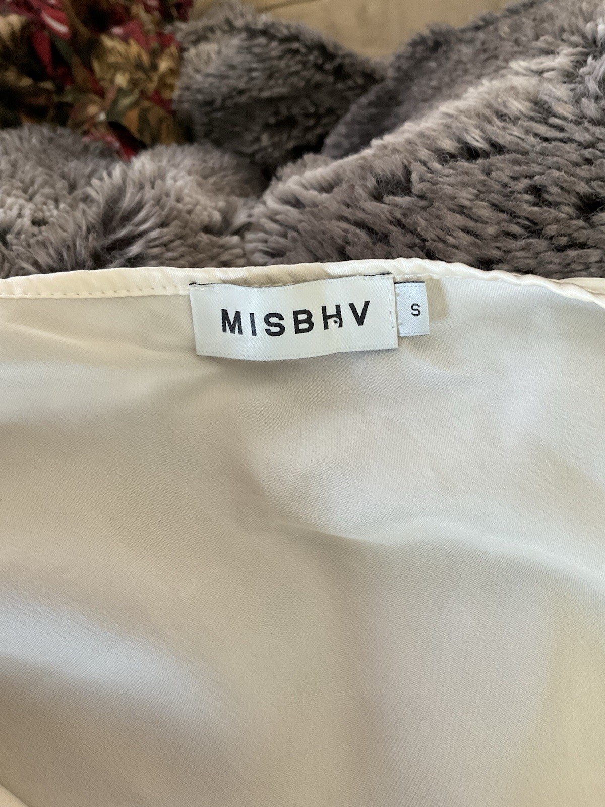 MISBHV Ivory Satin Slip Dress Lingerie Style, Size S Regular, Viscose Silk