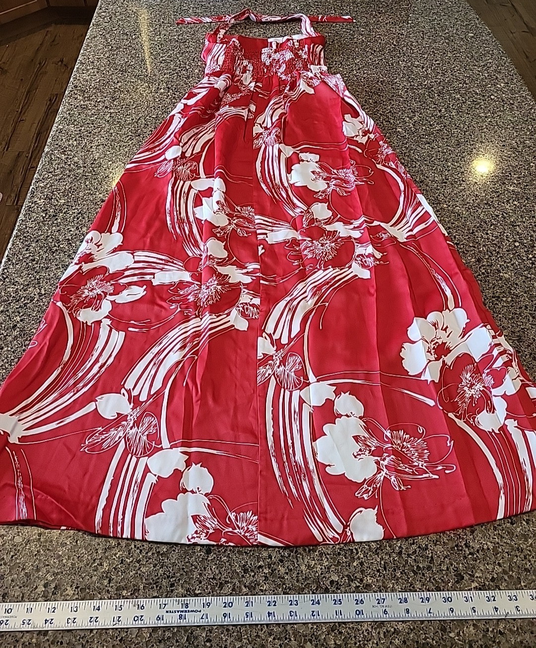 Nani of Hawaii Dress Red Hawaiian Floral Honeymoon Set w His shirt Vtg READ!!