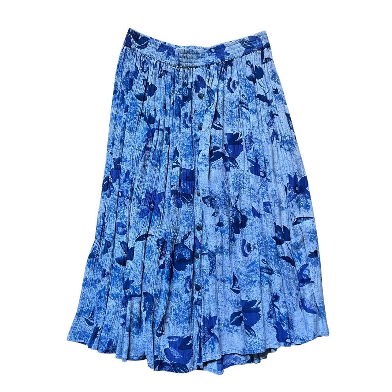 Across Blue Floral Pleated Skirt: 80s, 90s, Y2K