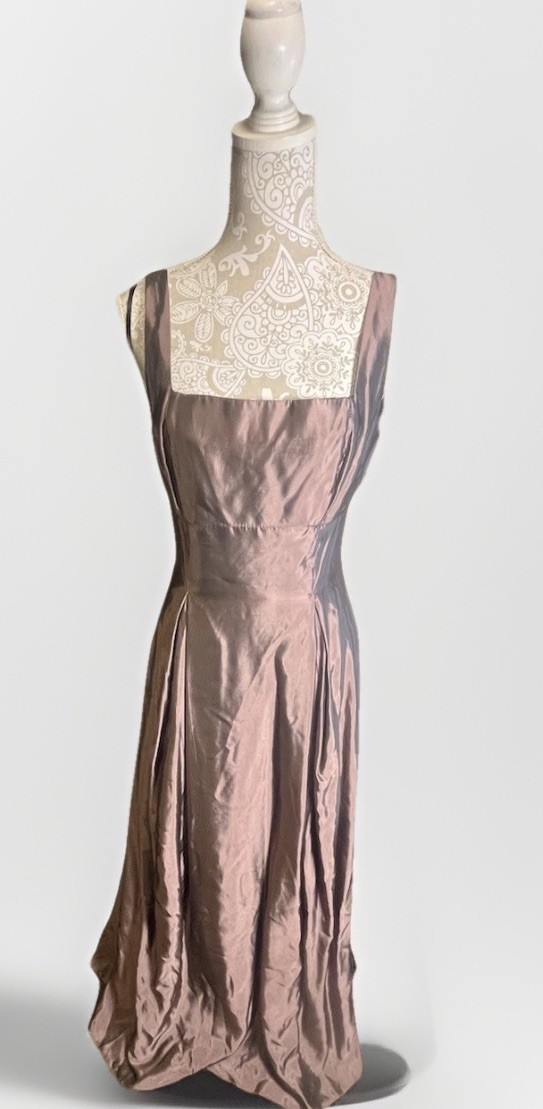 Vintage 1990s Y2K DRESS Metallic Rose Gold Formal Prom Gown Party All That Jazz