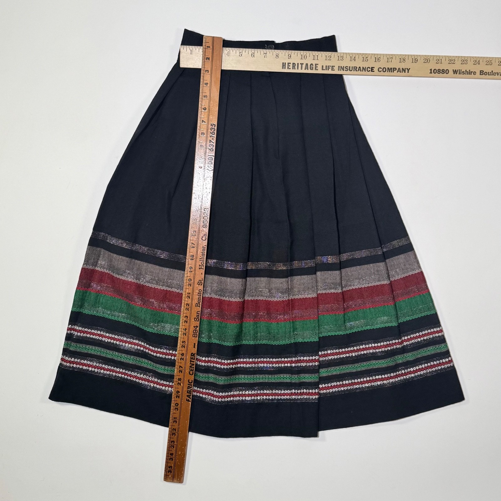 Vintage Wool Pleated Skirt With Stripes