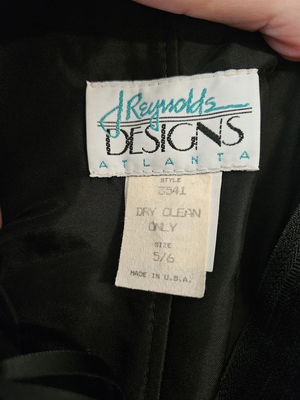 J REYNOLDS DESIGNS ATLANTA VTG Sequins Black Prom Formal Party Gown USA SZ 4/6
