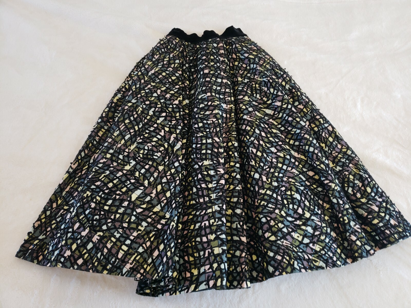 Vintage 50s Atomic Joe Davidson Originals Circle Skirt MidCentury Flocked