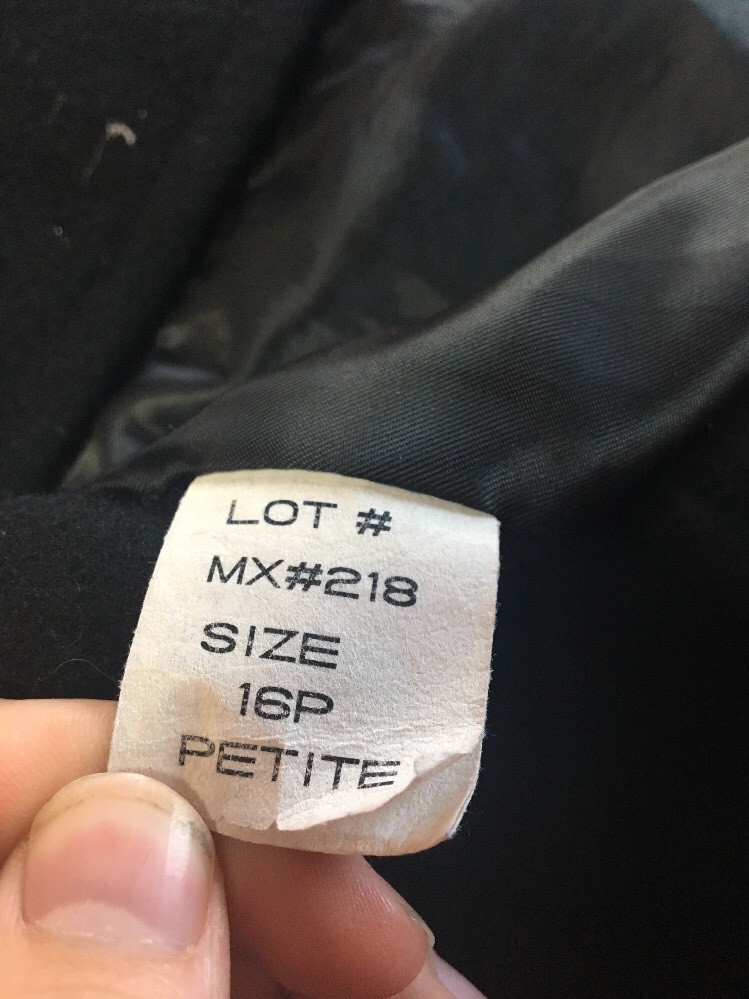 ~STEPHANIE MATHEWS PETITES WOMENS BLACK WOOL COAT LONG WOOL PEACOAT SZ 16P B98