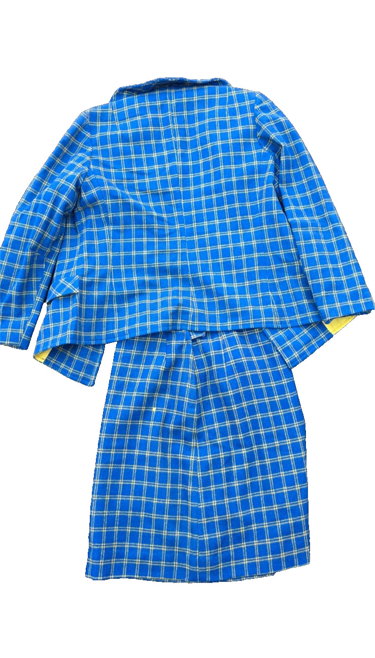 Vintage blue and yellow plaid skirt suit from Kelita size xs