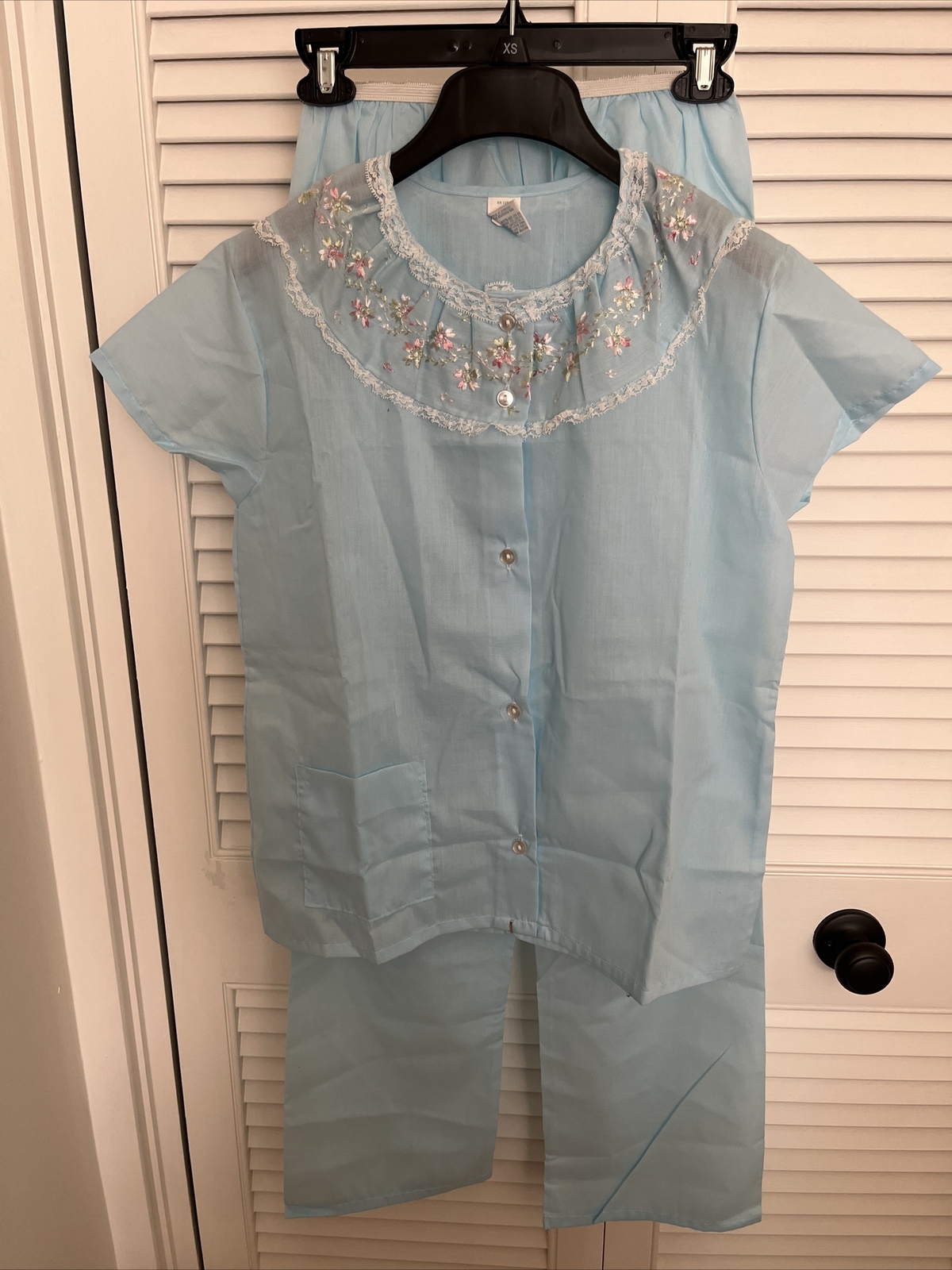 Vintage Long Pajamas Women Katz Never Press Sz 32 Small Blue Excellent