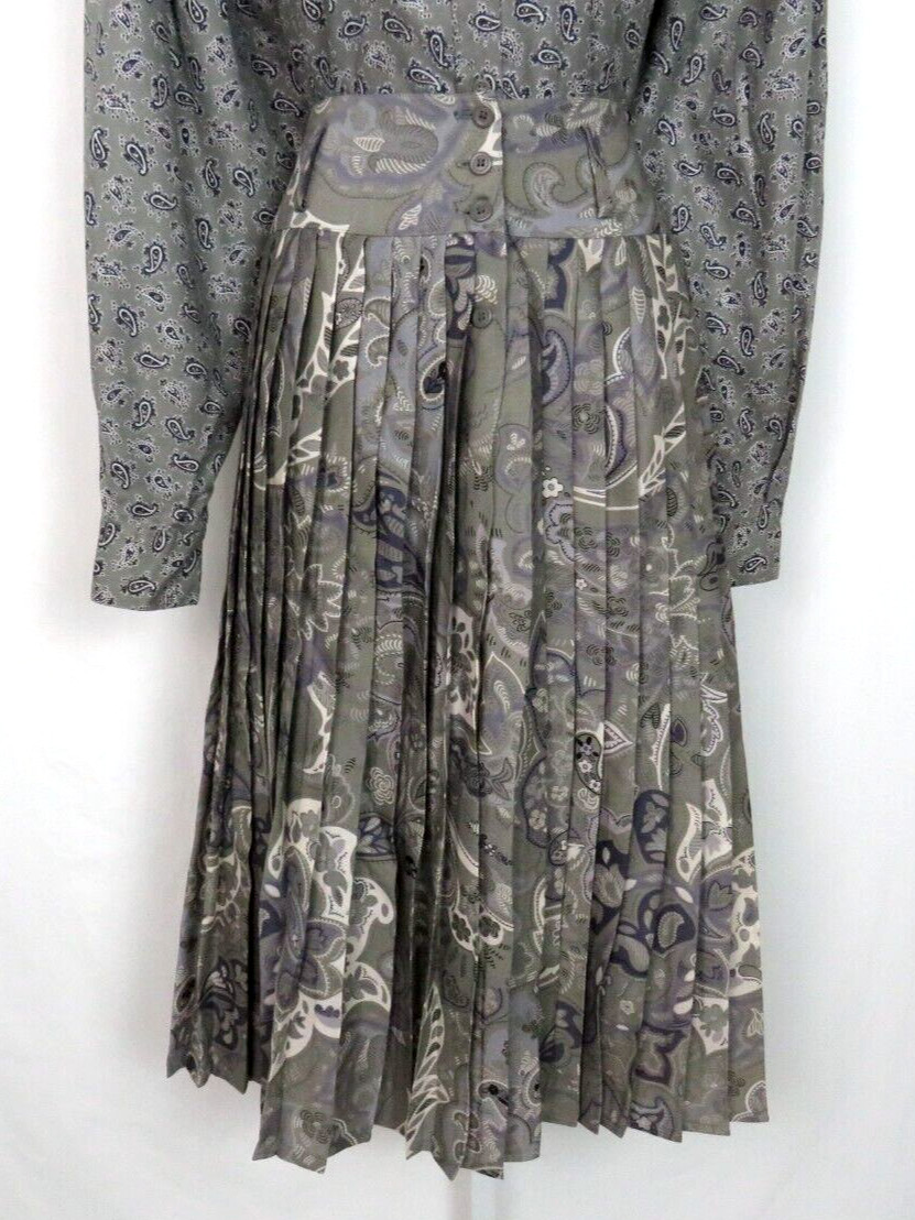 VTG 1980s MONDI SIZE 34 PAISLEY GRAY SKIRT & BLOUSE SET COTTON MODAL BLEND