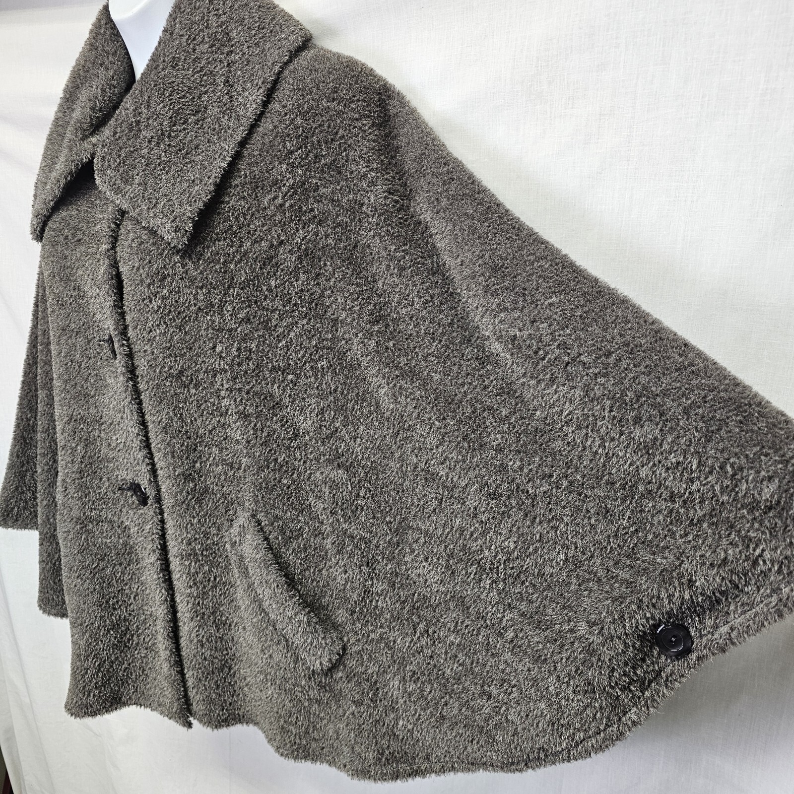 Vtg Jimmy Hourihan Cape Poncho Coat Gray Alpaca
