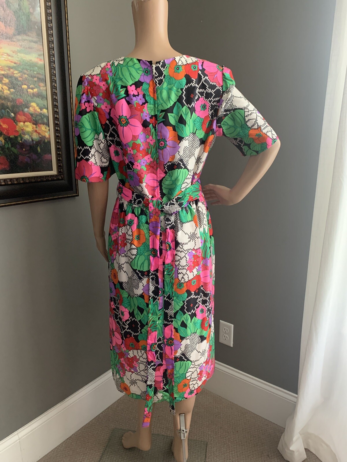 Rare Vintage 1970’s Posh by Jay Anderson Bright Mod Print Sheath Dress Size 8
