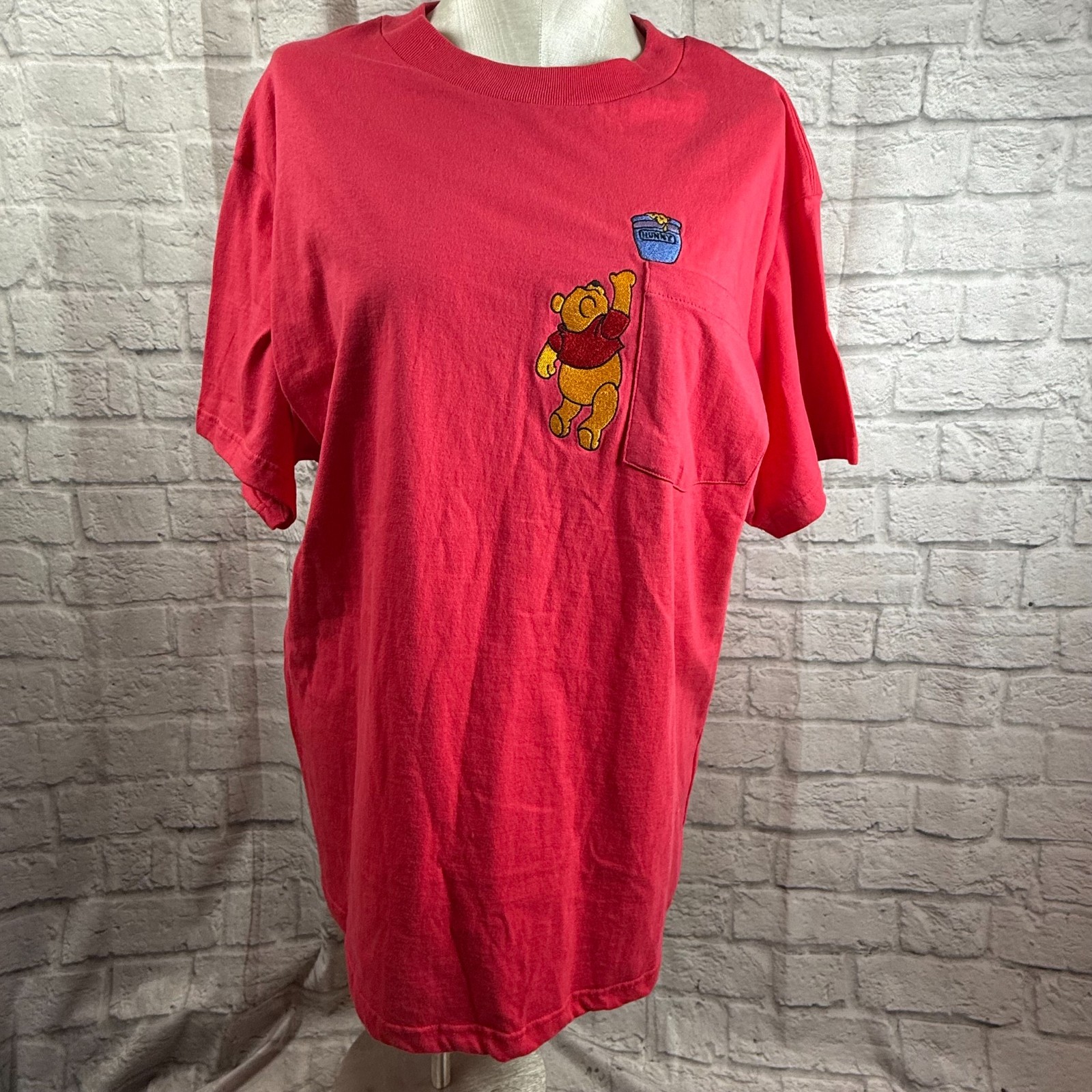 VTG Disney Winnie The Pooh T-Shirt Nightgown Womens 3XL Embroidered Pocket