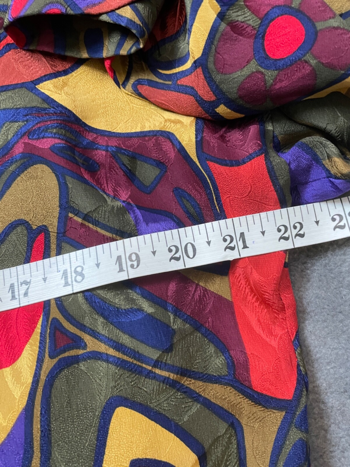 Vintage Carol Mignon Silks Dress 10 Multicolor Abstract Buttons Shift Tie VTG