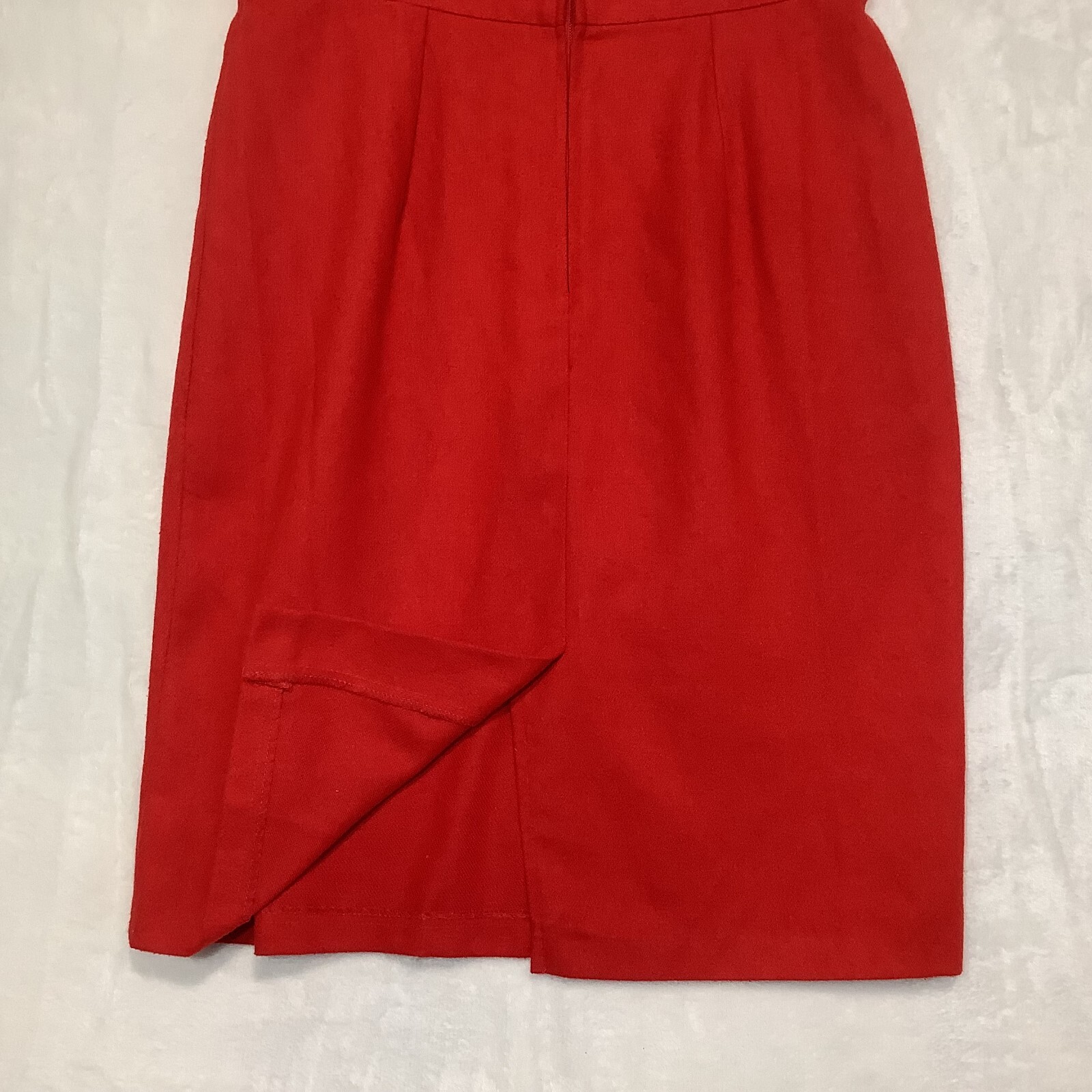 Vintage Wool Ilyza Skirt with Medallion Brooch Kick Pleats Rear Zipper
