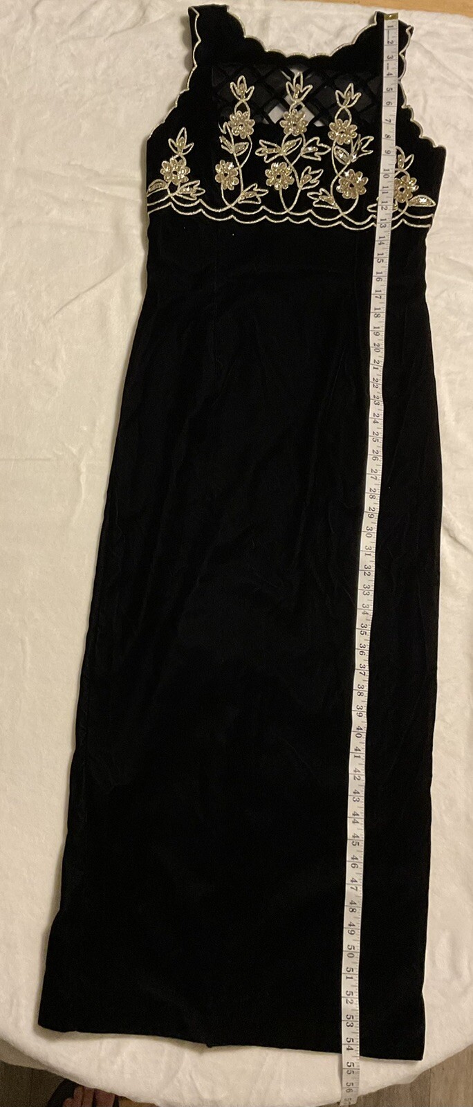 Vtg Scott McClintock Womens Velvet 90s Formal Dress 8P Gold Glitter Cocktail