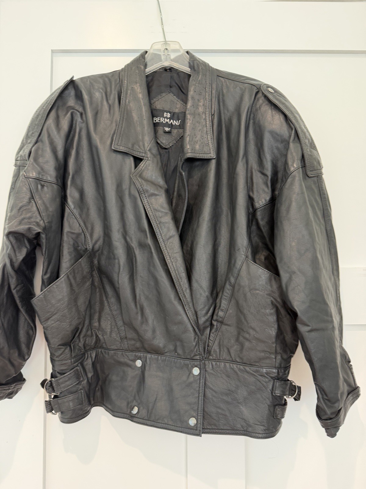 Berman’s Vintage Leather Jacket Woman’s Size Large Black